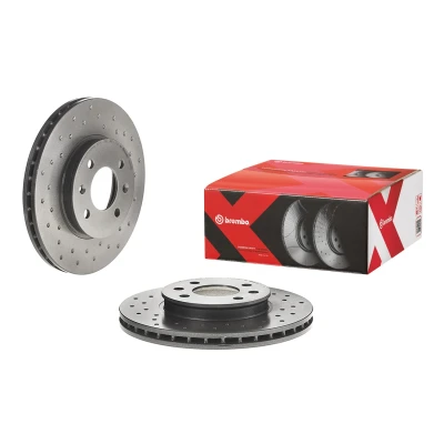 Imagen de BREMBO 09.C171.1X Disco de freno 256 22 4 perforado/ventil. int. revestido altamente carbonizado con tornillos KIA: Rio 3, III Furgón / Hatchback