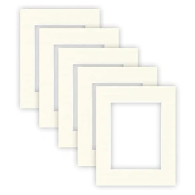 Imagen de nielsen Conservation Passepartout cartón 1,5 mm, juego de 5, tamaño exterior 24x30 cm para cuadro 15x20 cm, blanco crema con estructura