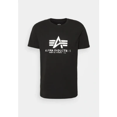 Imagen de Alpha Industries Basic Print Camiseta estampada, Hombre, Talla: Small, Black/metalsilver
