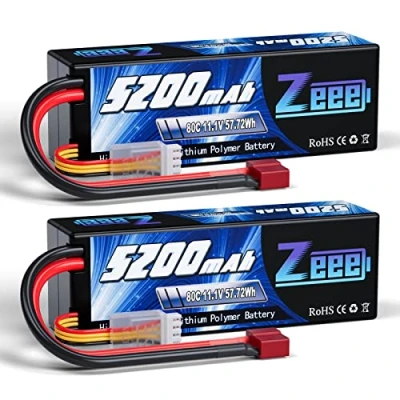 Imagen de Zeee 3S Lipo Batería 5200mAh 11.1V 80C RC Hardcase con Deans Plug para Car Boat Truck Helicopter Airplane Racing Modelos (2 Paquetes)