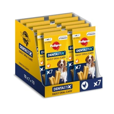 Imagen de Pedigree Dentastix Snack Dental para la Higiene Oral de Perros Medianos (10 paquetes 7ud)