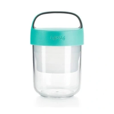 Imagen de Lékué Recipiente Hermético doble Para Transportar Alimentos,Lunchbox to go Turquesa, 400 ml