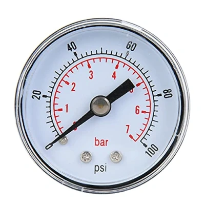 Imagen de Manómetro mecánico Herramienta de medición 1/8inch BSPT Conexión posterior para agua, aceite y aire(0 100psi,0 7bar)