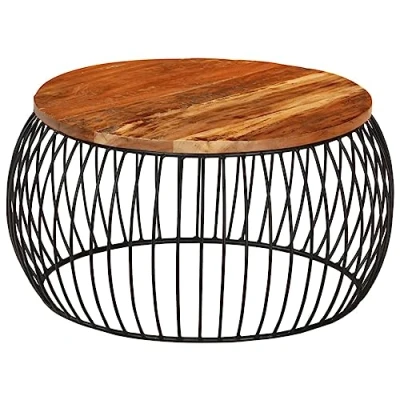 Imagen de vidaXL Mesa de Centro Auxiliar Consola Mesita Salón Lateral Té Café Sofá Sala Estar Muebles Mobiliario Madera Maciza Reciclada Ø68 cm