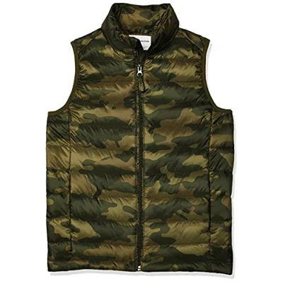 Imagen de Amazon Essentials Chaleco Plumífero Plegable y Ligero, Resistente al Agua Niño, Verde Camuflaje, 9 años