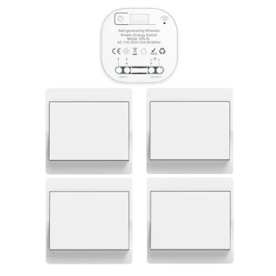 Imagen de Cerhot 220v interruptores inalambricos autoalimentado cinetico interruptor sin cable bateria rf remoto pulsador inalambrico conmutador luz para iluminacion del hogar
