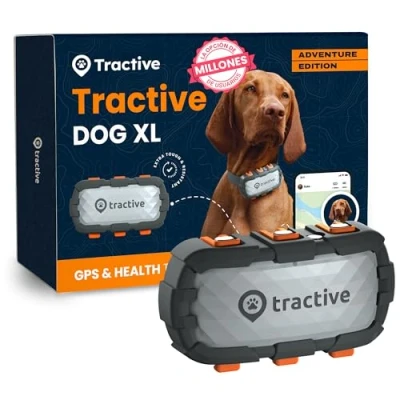 Imagen de Tractive GPS perros XL Adventure Carcasa fibra de vidrio Hasta 1 mes batería Líder mercado Localización mundial en vivo Alertas antifuga Monitor actividad con avisos salud