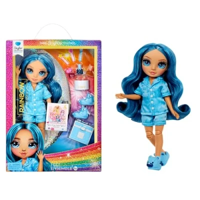 Imagen de RAINBOW High Junior PJ Party Skyler (Azul) Muñeca de 22 cm con Pelele, Zapatillas y Accesorios Juego Juguete Infantil Ideal para Niños Niñas 4 a 12 años