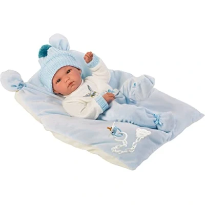 Imagen de Llorens 63555 Bimbo Muñeca bebé con Pijama y Gorro de Lana, Multicolor, 35 cm