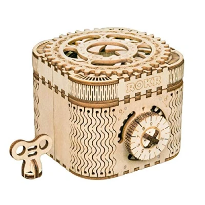 Imagen de ROKR Caja del Tesoro 3D en Madera, Maqueta Madera Kit de Construcción Sin Pegamento para Niños y Adultos