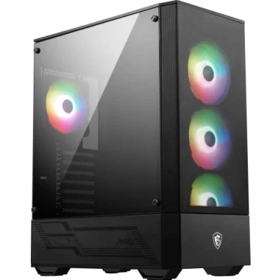 Imagen de MSI MAG FORGE 112R Caja PC Mid Tower Vidrio Templado, Admite ATX, Micro ATX y Mini ITX, Panel Frontal Mallado, 4 Fans ARGB 120mm c/Controlador, Filtro de Polvo Magnético