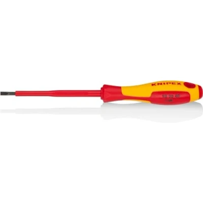Imagen de Knipex Destornilladores para tornillos planos bruñido, mango aislante en dos componentes, según norma VDE 202 mm 98 20 40