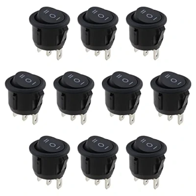 Imagen de YINETTECH 10 Piezas Interruptor de Palanca SPDT AC 10A/125V 6A/250V 3 Pines Posiciones ON/OFF/ON Basculante Redondo A Presión para Coche Barco Motocicleta Dispensador Agua