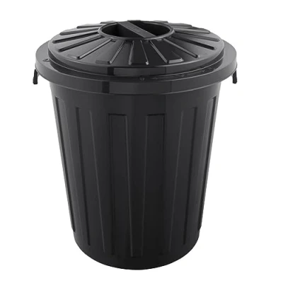 Imagen de keeeper Cubo de Basura/Papelera polivalente con Tapa cerrable, Grande, Plástico Resistente (PP), 23 l, Mats, Grafito, Negro