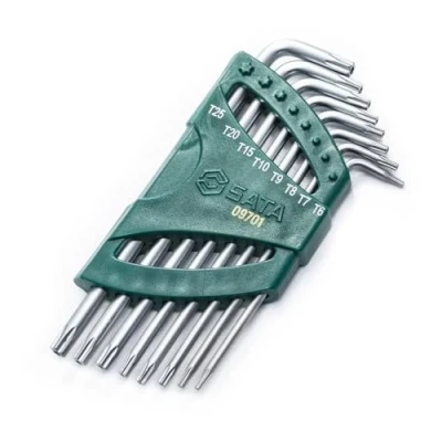 Imagen de SATA ST09701 Juego de Llaves Torx a Prueba Manipulaciones Brazo Largo 8 Piezas con Puntas Biseladas Formadas Precisión, T6 T25, Carrito Almacenamiento