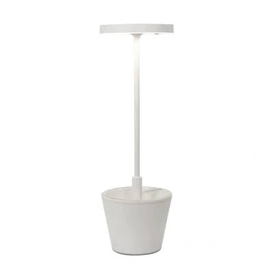 Imagen de Zafferano, Lámpara Poldina Reverso, de Mesa Recargable e Inalámbrica con Control Táctil, Adecuada para Interior y Exterior, Atenuador, 2200 3000 K, Altura 35 cm, Color Blanco