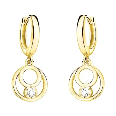 Imagen de SOFIA MILANI Pendientes para Mujeres en Plata de Ley 925 Chapados Oro y con Circonitas Pendiente Colgante Círculo Doble E2173