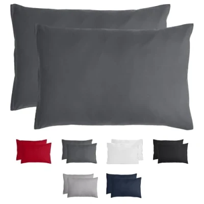 Imagen de Komfortec Juego de 2 Fundas Almohada 50 x 70 cm, Microfibra cepillada con Cremallera, Transpirable y Suave, Color Antracita