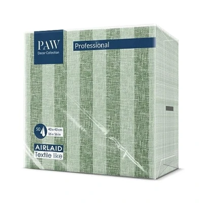 Imagen de PAW Servilletas Papel Airlaid (40 x 40 cm) I de Tela Naturaleza, Rayas Verdes la Decoración Mesa Perfecta para las Ocasiones Importantes Color: Linen Stripes green