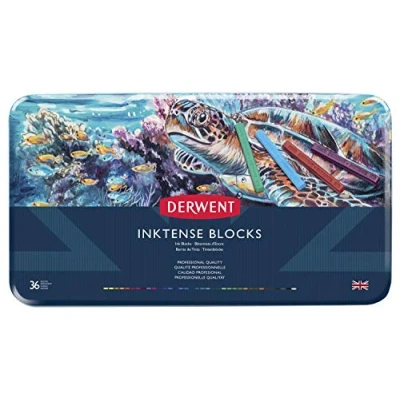 Imagen de Derwent Inktense Set de 36 Barras Pintura, Lápices Acuarelables 8mm Solubles en Agua para Dibujar y Pintar Papel o Tejidos, Calidad Profesional (2301979)