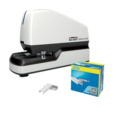 Imagen de Rapid 2102355 Grapadora Eléctrica Contactless Optima 60E, Automática Profesional para Oficina, Diseño Resistente, 5.000 Grapas Incluidas, Blanca, 60 Hojas