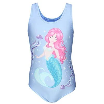 Imagen de Aquarti Bañador con un Estampado para Niñas, Sirena en el Agua Azul/Rosa/Turquesa, 122
