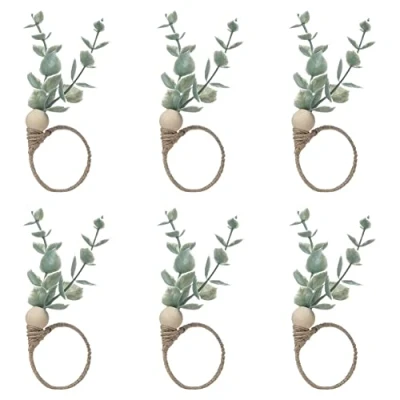 Imagen de Fozriybefy de 6 Servilleteros Individuales Rústicos Madera Eucalipto, Cuentas Hoja Granja