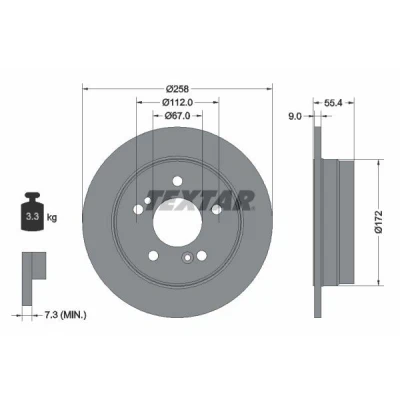Imagen de TEXTAR PRO 92059503 Disco de freno 259 9 05/07 112 macizo revestido sin perno sujeción rueda, buje rueda MERCEDES BENZ: Clase C Berlina