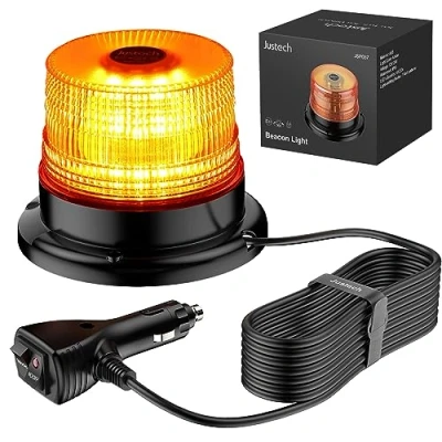 Imagen de Justech 40W Rotativo Luz LED Estroboscópica Impermeable IP67 Emergencia Coche Homologada 7 Modos de Flalsh con 5m Cable para 12V/24V Vehículo Camión Remolque Tractor