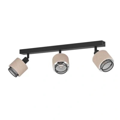 Imagen de EGLO Rosley Foco de techo, lámpara techo triple, con focos giratorios tejido en natural y metal negro, casquillo E14