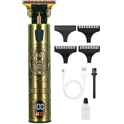 Imagen de Cortapelos Hombre Profesional,T Blade 0mm Trimmer Barba,Kit eléctrico de barba para hombres,Trimmer pelo con USB recargable pantalla LCD
