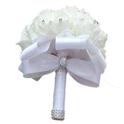 Imagen de Xrten Ramo de Novia Boda Artificial Flores, Dama Honor, Artificial, Blanco