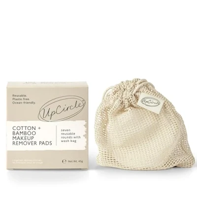 Imagen de UpCircle Almohadillas de algodón reutilizables para quitar maquillaje lujo, 7 capas cáñamo rímel impermeable con bolsa lavandería lavable, respetuoso el medio ambiente, rondas limpieza sostenibles sin residuos