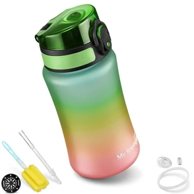 Imagen de My Vesperbox Minny botella infantil a prueba de fugas, pajita, 500 ml, 750 agua ligera Tritan, sin BPA, para jardín infantes,