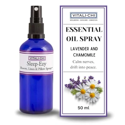 Imagen de lavanda en spray de almohada fabricado con aceites esenciales puros y manzanilla habitación, ropa cama, para dormir seguro niños 50 ml