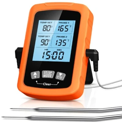 Imagen de CIRYCASE Termometro Cocina, Carne Digital de Lectura Rápida &amp; Precisa con Sondas Duales 16.3cm, Retroiluminada Alarma Temporizador, Horno Apagado Auto para Parrilla/Horno/BBQ
