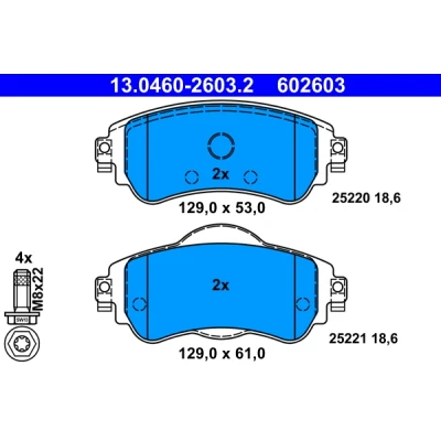 Imagen de ATE 13.0460 2603.2 Juego de pastillas freno excl. contacto avisador desgaste con tornillos pinza CITROËN: C4 II Hatchback