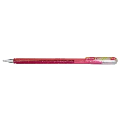Imagen de Pentel Hybrid Dual K110 DMPX Bolígrafo roller de gel metálico con purpurina, color rosa, verde y dorado, ancho trazo 0,5 mm, 12 unidades