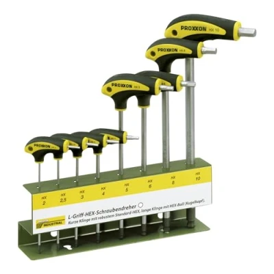 Imagen de PROXXON 22 650 Kit de Destornilladores Mango L, 8 pza. HX en L con Soporte, Multicolor, SW 2/2,5/3/4/5/6/8/10