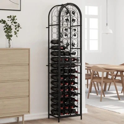 Imagen de vidaXL Botellero para 73 Botellas Hierro Forjado Negro 45x36x200 cm