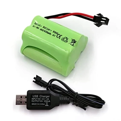 Imagen de Gecoty® Paquete de baterías 6V NiMH, Batería AA Recargable Alta Capacidad con Cable Carga USB, Enchufe SM 2P para RC Stunt Car,Coche niños,Q60 Q61 1/16 Military Truck SL01