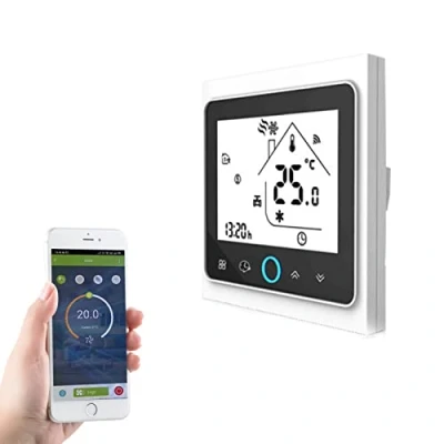 Imagen de Qiumi Termostato Wifi para calefacción individual de calderas gas/agua funciona con Amazon Alexa, Google Home IFTTT, Contacto seco, 5A 95 240V AC