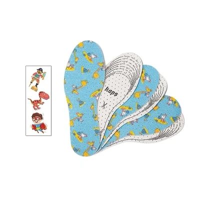 Imagen de Kaps Sweet Steps, Plantillas de Zapatos para Niños con Tatuajes Temporales Colores, Juego 3 Pares Repuesto Suaves y Acolchadas Andar, Correr Jugar (Azul)