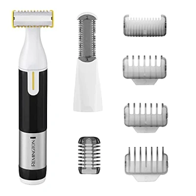 Imagen de Remington Omniblade HG3000 Recortadora híbrida de rastrojo para cara y cuerpo, impermeable, inalámbrica, recargable, con 4 peines accesorio peine corporal
