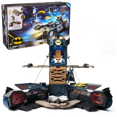 Imagen de DC Comics Batman, Ultimate Batmobile Playset, juego 2 en 1 con figura exclusiva y deslizador, luces, sonidos, juguetes niñas mayores de 4 años Transforming Vehicle, multicolor, (Spin Master 6070131)