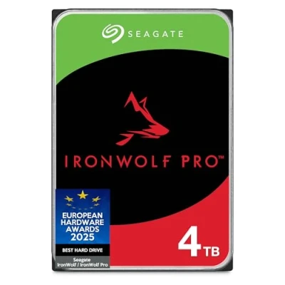 Imagen de Seagate IronWolf Pro, 4 TB, Enterprise HDD interno CMR, 3,5 pulgadas, SATA a 6 Gb/s, 7200 RPM, caché de 256 MB para almacenamiento conectado red RAID, servicios Rescue (ST4000NT001)