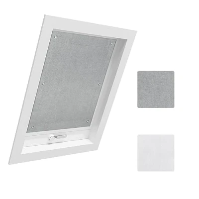 Imagen de WOLTU Persiana Enrollable Ventana de Techo sin Taladrar, Cortina Oscurecimiento 100% Opaca, Protección Solar, térmica Compatible con Velux y Roto Y85 / 085, Gris Oscuro 96x100 cm