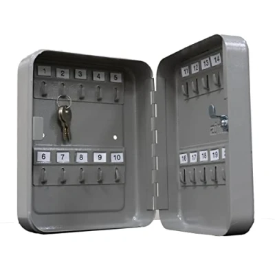 Imagen de Amig Caja Portallaves de Pared Mod.2171 Acero Acabado en Gris Epoxi con Cerradura Seguridad y 2 Llaves Bruto Cuelgallaves Capacidad para 45 Medidas: 300 x 240 70 mm