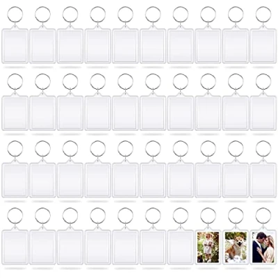 Imagen de twirush 40 Pack Llaveros Foto en Blanco, 5,5 x 4,2 cm Grandes Llavero Transparente de Acrílico Ambos Lados para Fotos Familiares, Amigos, Manualidades, Regalos