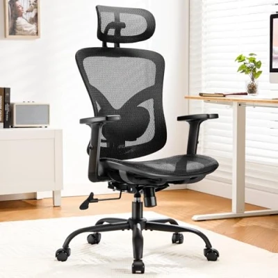 Imagen de Marsail MSOC12B Silla de Oficina ergonómica, Metal, Tejido Malla, Negro, 51B x 50T 127H cm